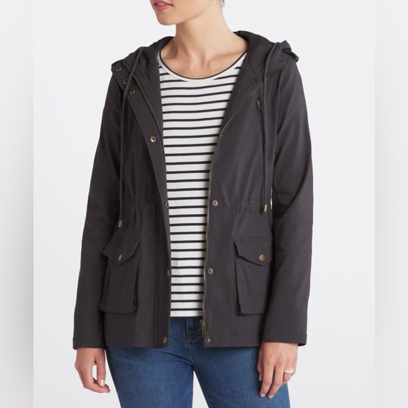 NWOT Eden Society Holly Contrast Hood Cargo Jacket in Dark Gray Size Large - Picture 1 of 12